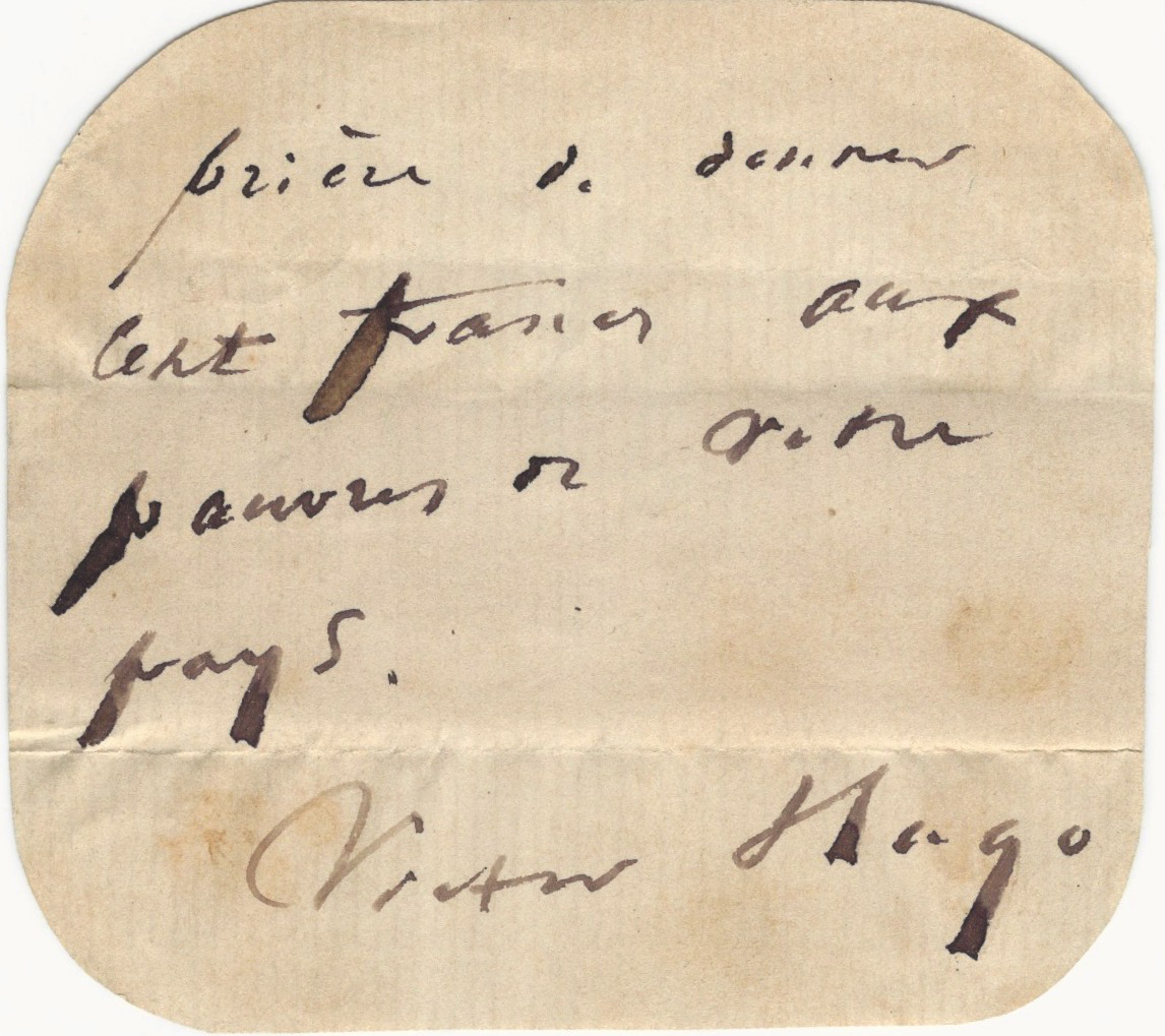 Victor Hugo's plea for the poor, Image Courtesy of the Raab Collection. Biblio.com and Rare Finds