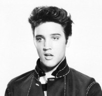Elvis Memorabilia: 1957 cropped photograph of Elvis from a publicity still for Jailhouse Rock. Source: The Library of Congress.