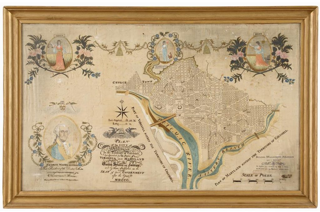 Early 19th-century Embroidered Map of D.C. (as seen on Biblio.com)