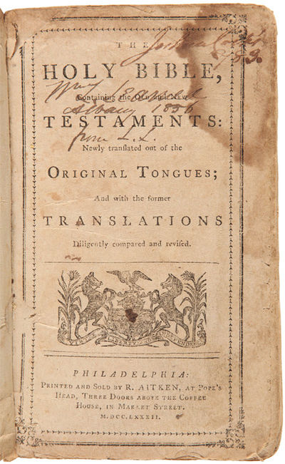 The Aitken Bible, The Bible of the Revolution - an early American printed Bible trending on Biblio.com #rarebooks